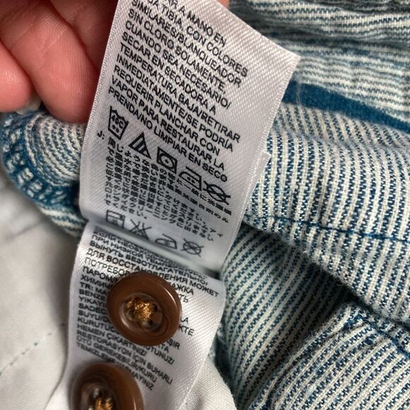 The North Face | Blue White Striped Linen Blend Draw String Cuffed Shorts Sz 0 - Picture 6 of 9